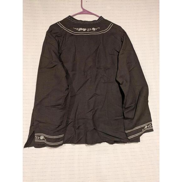 Emma James Chic Embroidered Button-Down Top Blouse Black Womens 3XL 23W - Picture 8 of 8